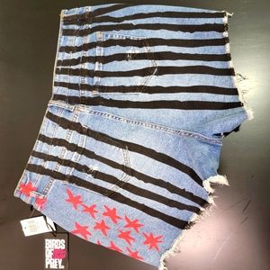 Birds of Prey Harley Quinn shorts, size 11, women's painted Jean shorts